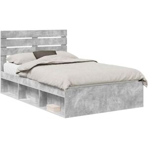 Bed Frame Concerte Grey 135 x 190 cm Solid Pine Wood vidaXL Bed Frame Concerte Grey 135 x 190 cm Solid Pine Wood vidaXL