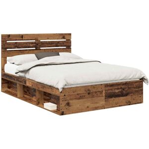Bed Frame with Headboard Old Wood 140 x 200 cm Solid Pine Wood vidaXL Bed Frame with Headboard Old Wood 140 x 200 cm Solid Pine Wood vidaXL