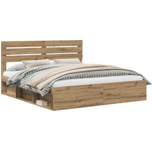 Bed Frame Artisian Oak 180 x 200 cm Solid Pine Wood vidaXL Bed Frame Artisian Oak 180 x 200 cm Solid Pine Wood vidaXL