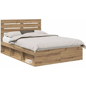 Bed Frame Artisian Oak 150 x 200 cm Solid Pine Wood vidaXL Bed Frame Artisian Oak 150 x 200 cm Solid Pine Wood vidaXL