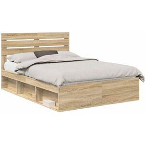 Bed Frame Sonoma Oak 150 x 200 cm Solid Pine Wood vidaXL Bed Frame Sonoma Oak 150 x 200 cm Solid Pine Wood vidaXL