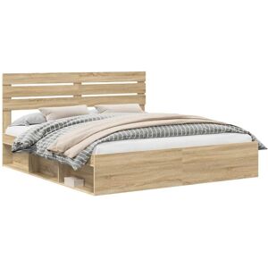Bed Frame with Headboard Sonoma 180 x 200 cm Solid Pine Wood vidaXL Bed Frame with Headboard Sonoma 180 x 200 cm Solid Pine Wood vidaXL