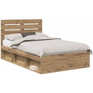 Bed Frame Artisian Oak 120 x 200 cm Solid Pine Wood vidaXL Bed Frame Artisian Oak 120 x 200 cm Solid Pine Wood vidaXL