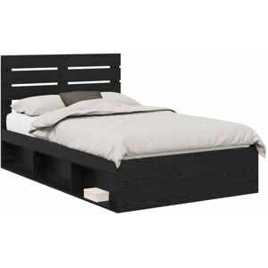 Bed Frame with Headboard Black 135 x 190 cm Solid Pine Wood vidaXL Bed Frame with Headboard Black 135 x 190 cm Solid Pine Wood vidaXL