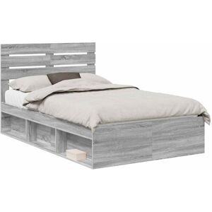 Bed Frame Grey Sonoma 120 x 190 cm Solid Pine Wood vidaXL Bed Frame Grey Sonoma 120 x 190 cm Solid Pine Wood vidaXL