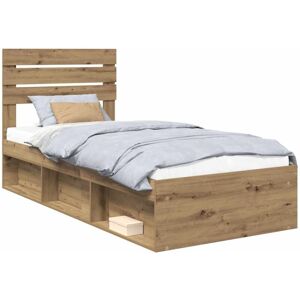 Bed Frame Artisian Oak 90 x 200 cm Solid Pine Wood vidaXL Bed Frame Artisian Oak 90 x 200 cm Solid Pine Wood vidaXL