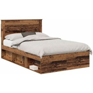 Bed Frame with Headboard Old Wood 135 x 190 cm Solid Pine Wood vidaXL Bed Frame with Headboard Old Wood 135 x 190 cm Solid Pine Wood vidaXL