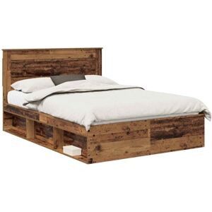 Bed Frame with Headboard Old Wood 160 x 200 cm Solid Pine Wood vidaXL Bed Frame with Headboard Old Wood 160 x 200 cm Solid Pine Wood vidaXL
