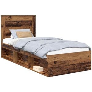 Bed Frame with Headboard Old Wood 90 x 200 cm Solid Pine Wood vidaXL Bed Frame with Headboard Old Wood 90 x 200 cm Solid Pine Wood vidaXL