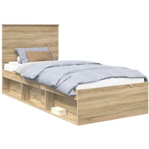 Bed Frame with Headboard Sonoma 100 x 200 cm Solid Pine Wood vidaXL Bed Frame with Headboard Sonoma 100 x 200 cm Solid Pine Wood vidaXL