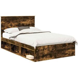 Bed Frame Smoked Oak 120 x 200 cm Solid Pine Wood vidaXL Bed Frame Smoked Oak 120 x 200 cm Solid Pine Wood vidaXL