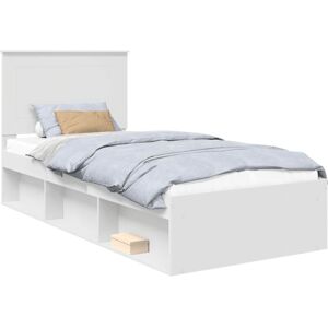 Bed Frame with Headboard White 75 x 190 cm Solid Pine Wood vidaXL Bed Frame with Headboard White 75 x 190 cm Solid Pine Wood vidaXL