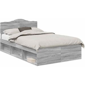 Bed Frame Grey Sonoma 120 x 190 cm Solid Pine Wood vidaXL Bed Frame Grey Sonoma 120 x 190 cm Solid Pine Wood vidaXL