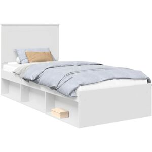 Bed Frame with Headboard White 90 x 200 cm Solid Pine Wood vidaXL Bed Frame with Headboard White 90 x 200 cm Solid Pine Wood vidaXL