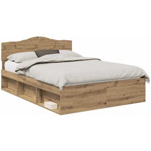 Bed Frame Artisian Oak 150 x 200 cm Solid Pine Wood vidaXL Bed Frame Artisian Oak 150 x 200 cm Solid Pine Wood vidaXL