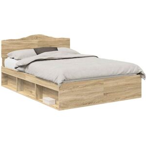Bed Frame with Headboard Sonoma 140 x 190 cm Solid Pine Wood vidaXL Bed Frame with Headboard Sonoma 140 x 190 cm Solid Pine Wood vidaXL