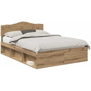 Bed Frame Artisian Oak 140 x 200 cm Solid Pine Wood vidaXL Bed Frame Artisian Oak 140 x 200 cm Solid Pine Wood vidaXL