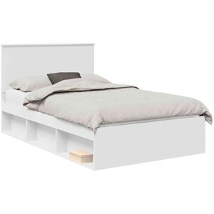 Bed Frame with Headboard White 135 x 190 cm Solid Pine Wood vidaXL Bed Frame with Headboard White 135 x 190 cm Solid Pine Wood vidaXL