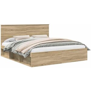 Bed Frame with Headboard Sonoma 200 x 200 cm Solid Pine Wood vidaXL Bed Frame with Headboard Sonoma 200 x 200 cm Solid Pine Wood vidaXL