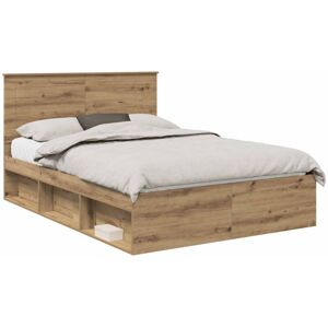Bed Frame Artisian Oak 140 x 190 cm Solid Pine Wood vidaXL Bed Frame Artisian Oak 140 x 190 cm Solid Pine Wood vidaXL