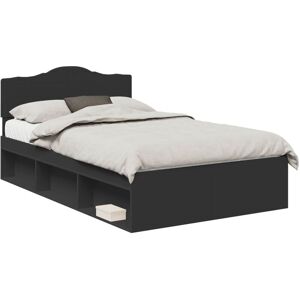 Bed Frame with Headboard Black 120 x 190 cm Solid Pine Wood vidaXL Bed Frame with Headboard Black 120 x 190 cm Solid Pine Wood vidaXL