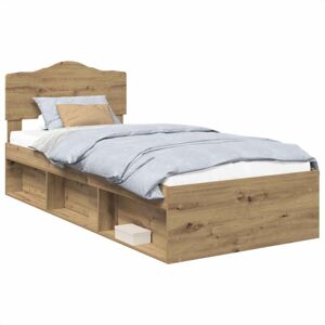 Bed Frame Artisian Oak 90 x 200 cm Solid Pine Wood vidaXL Bed Frame Artisian Oak 90 x 200 cm Solid Pine Wood vidaXL