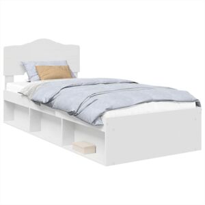 Bed Frame with Headboard White 100 x 200 cm Solid Pine Wood vidaXL Bed Frame with Headboard White 100 x 200 cm Solid Pine Wood vidaXL