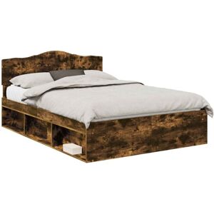 Bed Frame Smoked Oak 150 x 200 cm Solid Pine Wood vidaXL Bed Frame Smoked Oak 150 x 200 cm Solid Pine Wood vidaXL