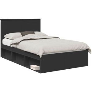 Bed Frame with Headboard Black 135 x 190 cm Solid Pine Wood vidaXL Bed Frame with Headboard Black 135 x 190 cm Solid Pine Wood vidaXL