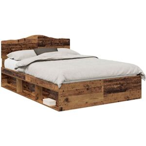 Bed Frame with Headboard Old Wood 150 x 200 cm Solid Pine Wood vidaXL Bed Frame with Headboard Old Wood 150 x 200 cm Solid Pine Wood vidaXL