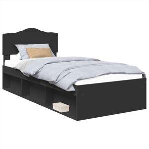 Bed Frame with Headboard Black 100 x 200 cm Solid Pine Wood vidaXL Bed Frame with Headboard Black 100 x 200 cm Solid Pine Wood vidaXL