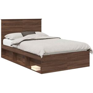 Bed Frame with Headboard Brown Oak 120 x 190 cm Solid Pine Wood vidaXL Bed Frame with Headboard Brown Oak 120 x 190 cm Solid Pine Wood vidaXL