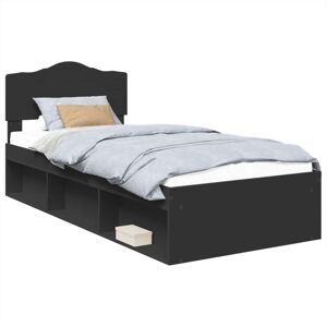 Bed Frame with Headboard Black 90 x 200 cm Solid Pine Wood vidaXL Bed Frame with Headboard Black 90 x 200 cm Solid Pine Wood vidaXL