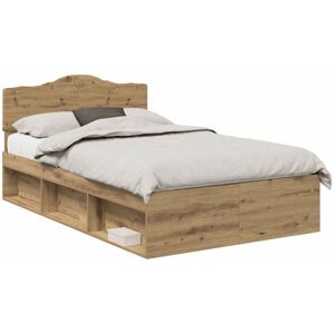 Bed Frame Artisian Oak 135 x 190 cm Solid Pine Wood vidaXL Bed Frame Artisian Oak 135 x 190 cm Solid Pine Wood vidaXL