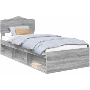 Bed Frame Grey Sonoma 100 x 200 cm Solid Pine Wood vidaXL Bed Frame Grey Sonoma 100 x 200 cm Solid Pine Wood vidaXL