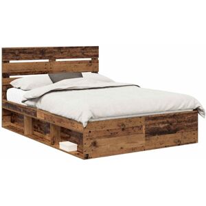 Bed Frame with Headboard Old Wood 140 x 200 cm Solid Pine Wood vidaXL Bed Frame with Headboard Old Wood 140 x 200 cm Solid Pine Wood vidaXL