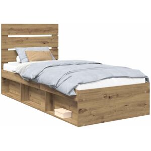 Bed Frame Artisian Oak 90 x 200 cm Solid Pine Wood vidaXL Bed Frame Artisian Oak 90 x 200 cm Solid Pine Wood vidaXL