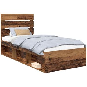 Bed Frame with Headboard Old Wood 90 x 200 cm Solid Pine Wood vidaXL Bed Frame with Headboard Old Wood 90 x 200 cm Solid Pine Wood vidaXL