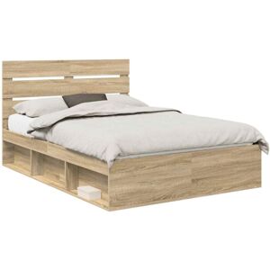 Bed Frame with Headboard Sonoma 140 x 200 cm Solid Pine Wood vidaXL Bed Frame with Headboard Sonoma 140 x 200 cm Solid Pine Wood vidaXL