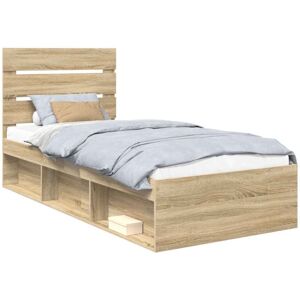 Bed Frame with Headboard Sonoma 100 x 200 cm Solid Pine Wood vidaXL Bed Frame with Headboard Sonoma 100 x 200 cm Solid Pine Wood vidaXL