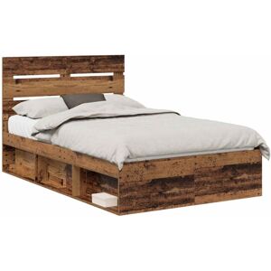 Bed Frame with Headboard Old Wood 120 x 190 cm Solid Pine Wood vidaXL Bed Frame with Headboard Old Wood 120 x 190 cm Solid Pine Wood vidaXL