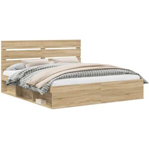 Bed Frame with Headboard Sonoma 180 x 200 cm Solid Pine Wood vidaXL Bed Frame with Headboard Sonoma 180 x 200 cm Solid Pine Wood vidaXL