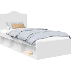 Bed Frame with Headboard White 90 x 200 cm Solid Pine Wood vidaXL Bed Frame with Headboard White 90 x 200 cm Solid Pine Wood vidaXL