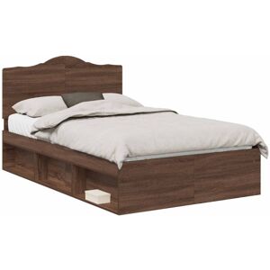 Bed Frame with Headboard Brown Oak 120 x 200 cm Solid Pine Wood vidaXL Bed Frame with Headboard Brown Oak 120 x 200 cm Solid Pine Wood vidaXL