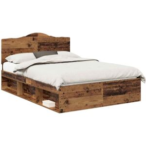 Bed Frame with Headboard Old Wood 160 x 200 cm Solid Pine Wood vidaXL Bed Frame with Headboard Old Wood 160 x 200 cm Solid Pine Wood vidaXL