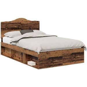 Bed Frame with Headboard Old Wood 135 x 190 cm Solid Pine Wood vidaXL Bed Frame with Headboard Old Wood 135 x 190 cm Solid Pine Wood vidaXL