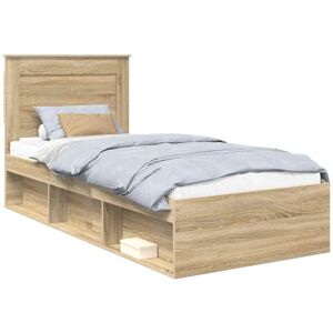 Bed Frame with Headboard Sonoma Oak 75 x 190 cm Solid Pine Wood vidaXL Bed Frame with Headboard Sonoma Oak 75 x 190 cm Solid Pine Wood vidaXL