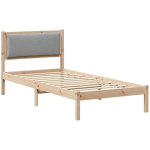 Bed Frame with Headboard Light Grey 90 x 200 cm Solid Pine Wood vidaXL Bed Frame with Headboard Light Grey 90 x 200 cm Solid Pine Wood vidaXL