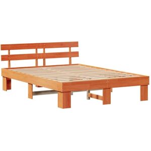 Bed Frame with Headboard Brown 140 x 200 cm Solid Pine wood Vidaxl Bed Frame with Headboard Brown 140 x 200 cm Solid Pine wood Vidaxl