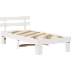 Bed Frame with Headboard White 90 x 200 cm Solid Pine wood Vidaxl Bed Frame with Headboard White 90 x 200 cm Solid Pine wood Vidaxl